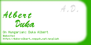 albert duka business card